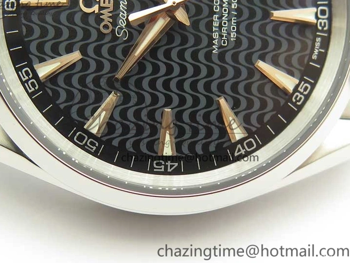 0224 FlexibleFit Aqua Terra 150M SS VSF 1:1 Best Edition Black Wave Textured Dial RG Hand on SS Bracelet A8500 Super Clone 8032